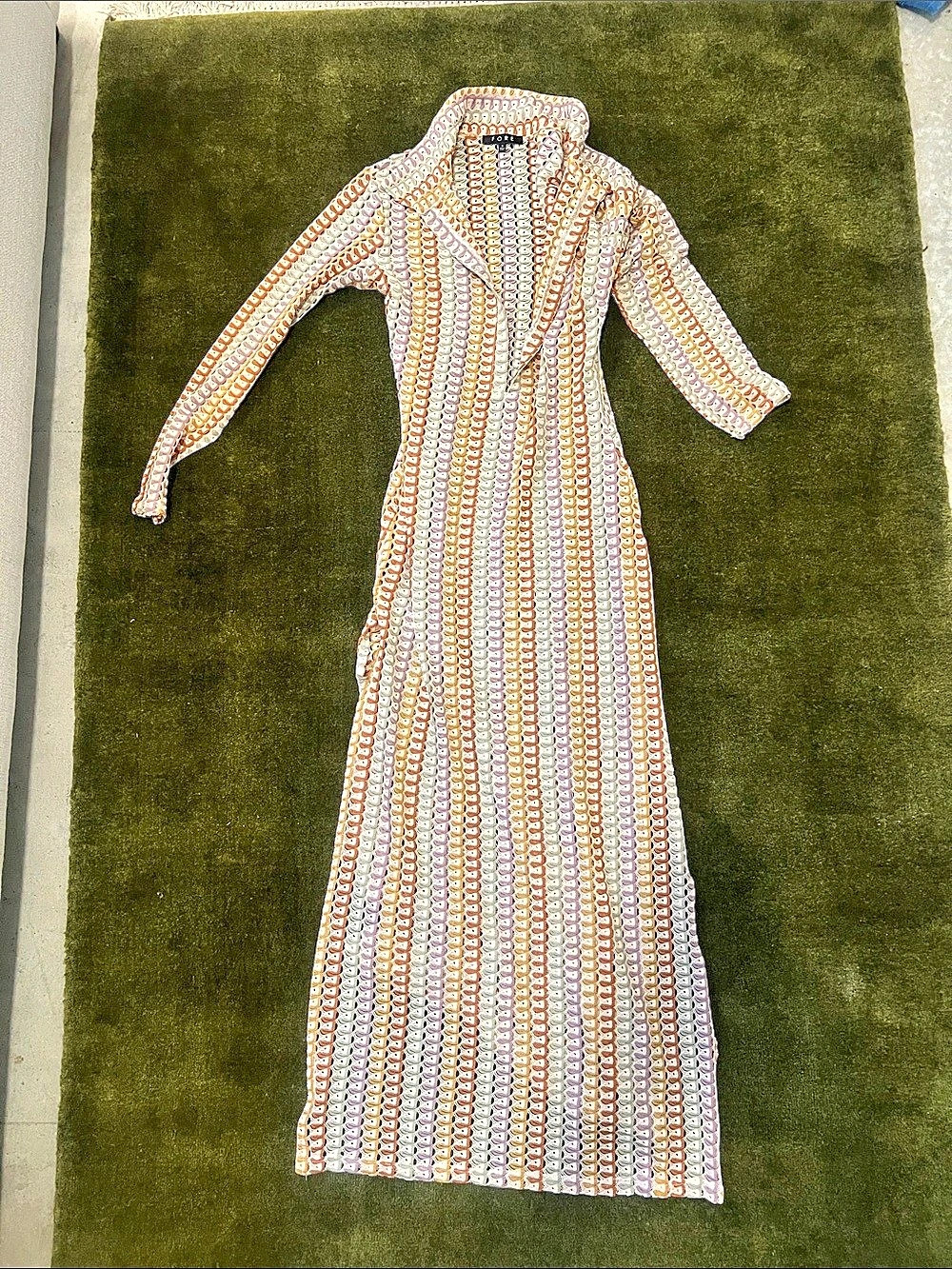 Fore Collection Geometric Maxi Dress in White & Pink